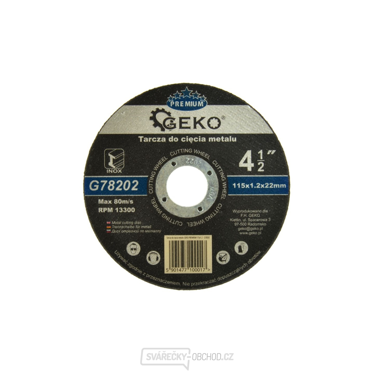 Kotouč řezný na kov/ocel INOX GEKO, 115x1,2mm 