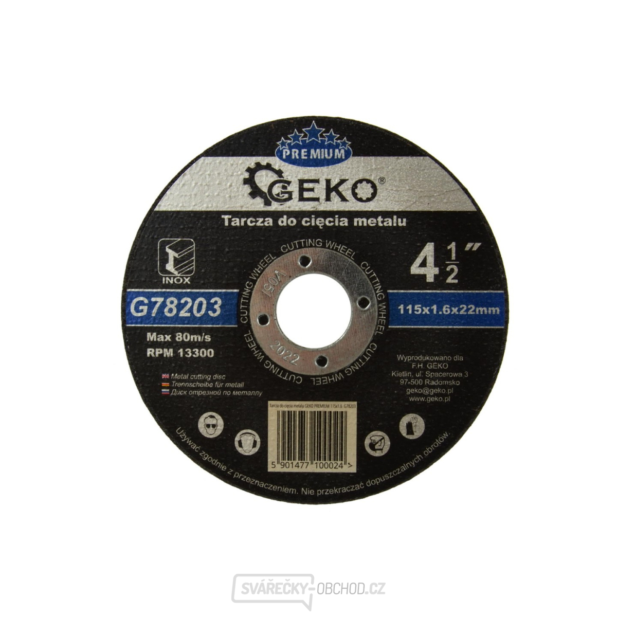 Kotouč řezný na kov GEKO, 115x1,6mm