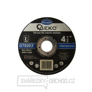 Kotouč řezný na kov GEKO, 115x1,6mm  Kotouč řezný na kov GEKO, 115x1,6mm  gallery main image