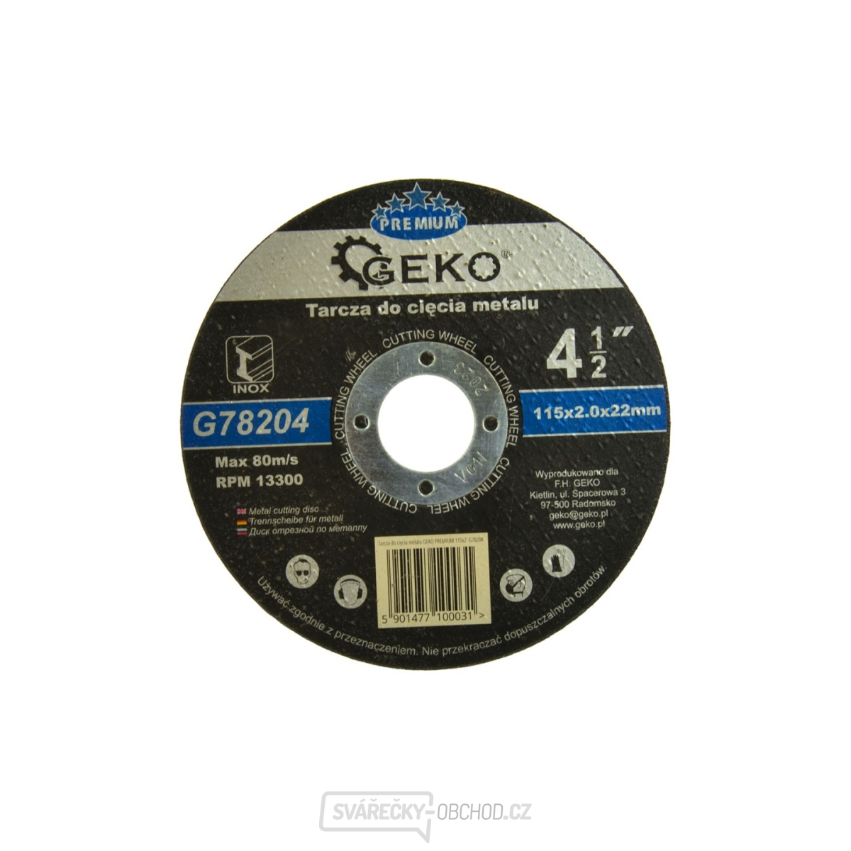 Kotouč řezný na kov GEKO, 115x2mm