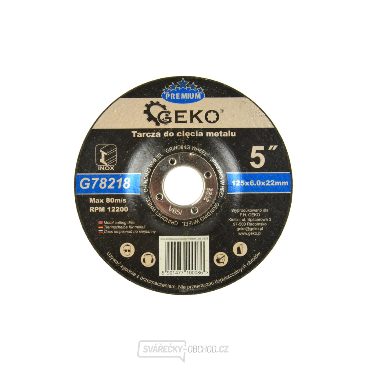 Kotouč brusný na kov GEKO, 125x6mm