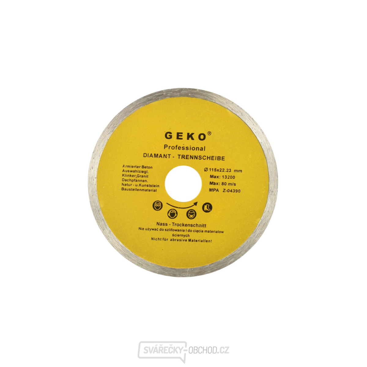 Kotouč diamantový řezný celoobvodový GEKO, 115x8x22,2mm