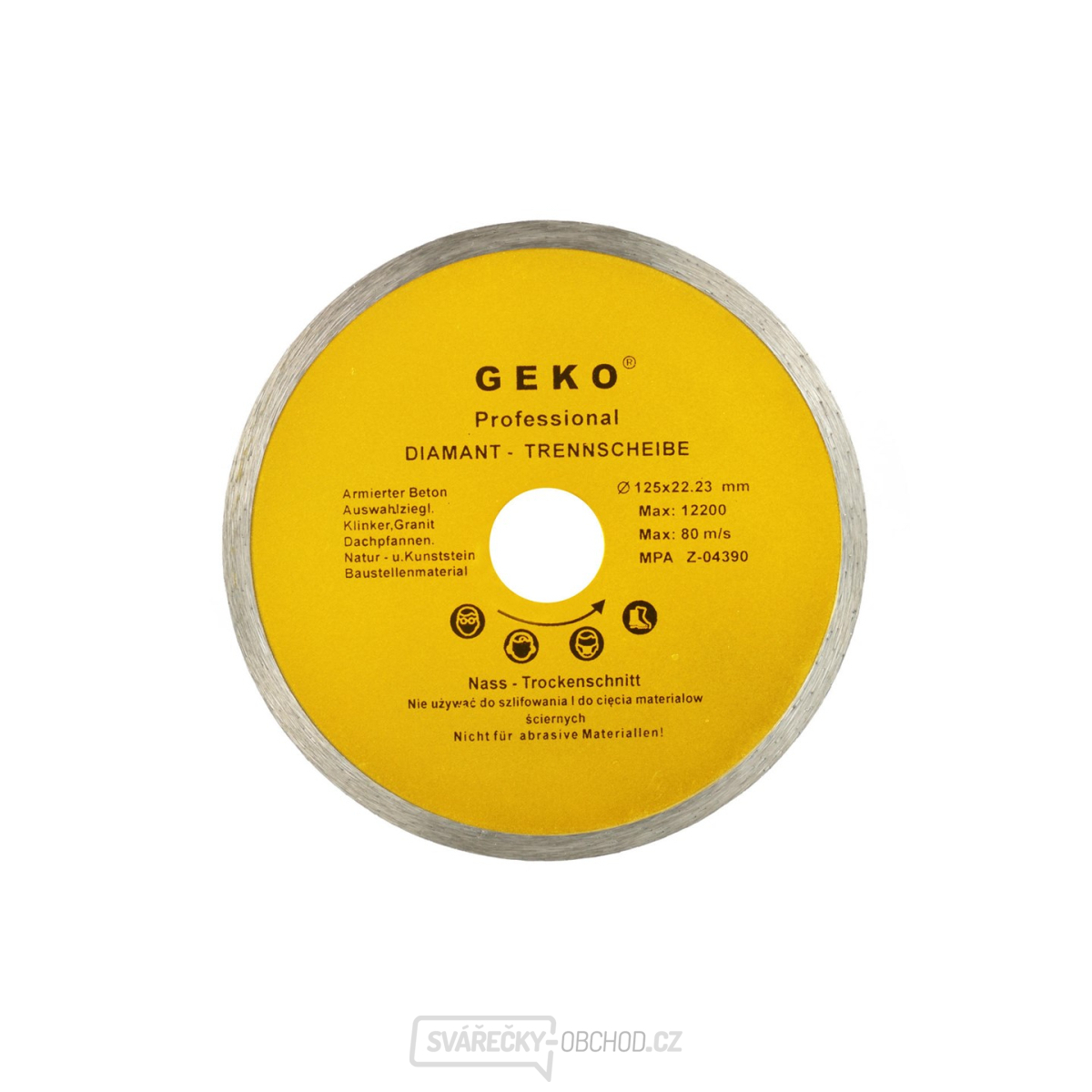 Kotouč diamantový řezný celoobvodový GEKO, 125x8x22,2mm