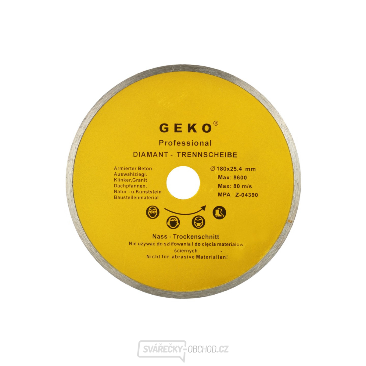 Kotouč diamantový řezný celoobvodový GEKO, 180x8x25,4mm 
