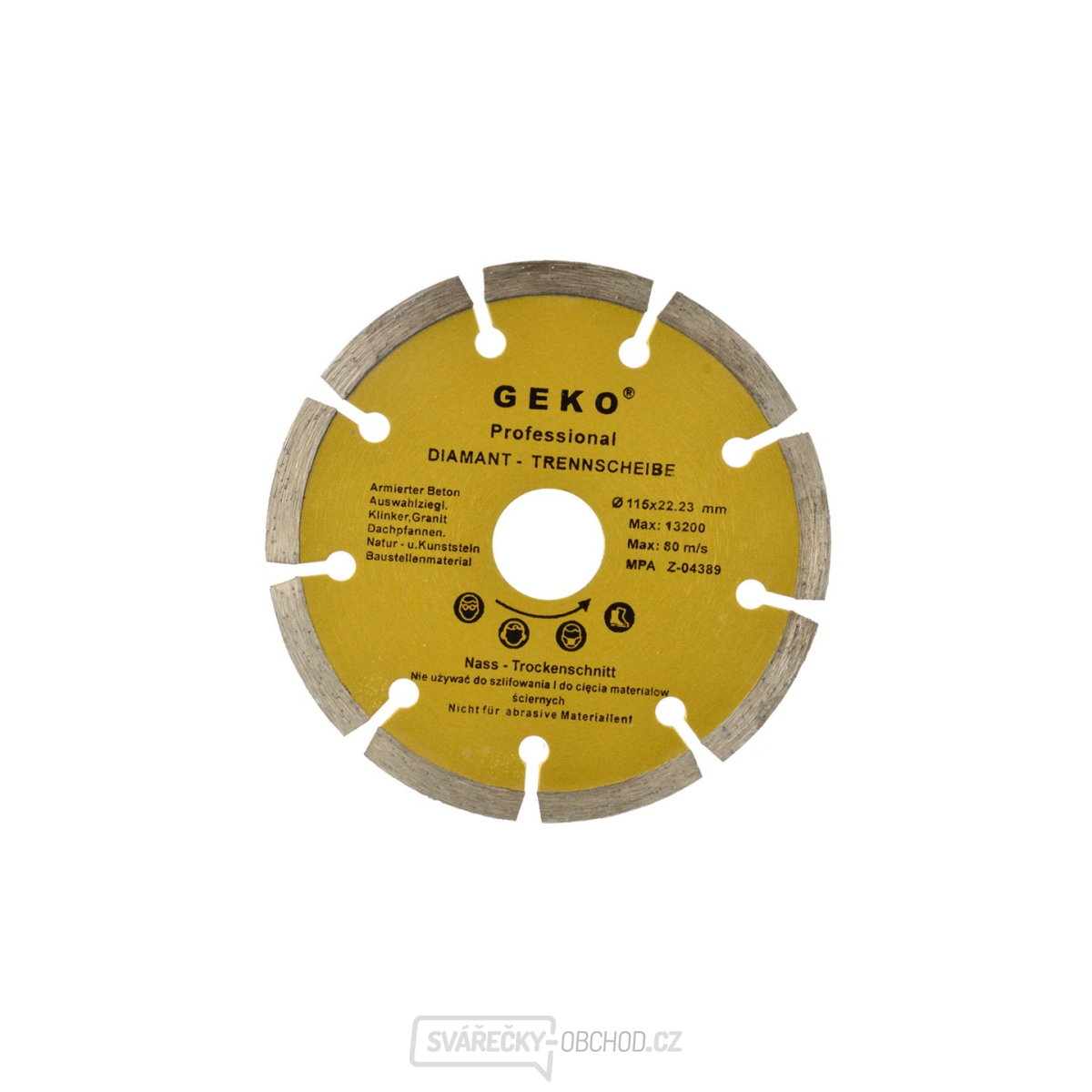 Kotouč diamantový řezný segmentový GEKO, 115x8x22,2mm 