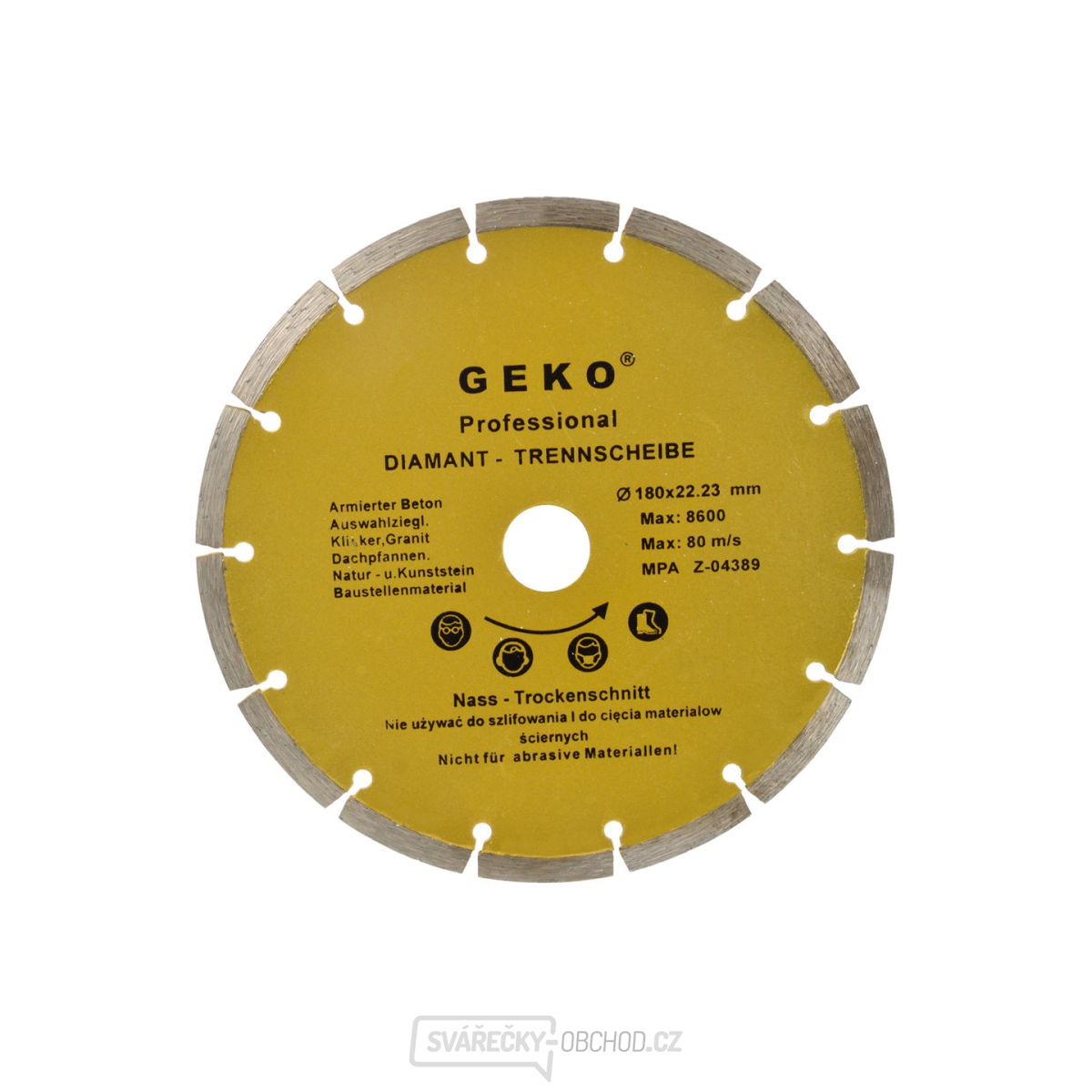 Kotouč diamantový řezný segmentový GEKO, 180x8x22mm 