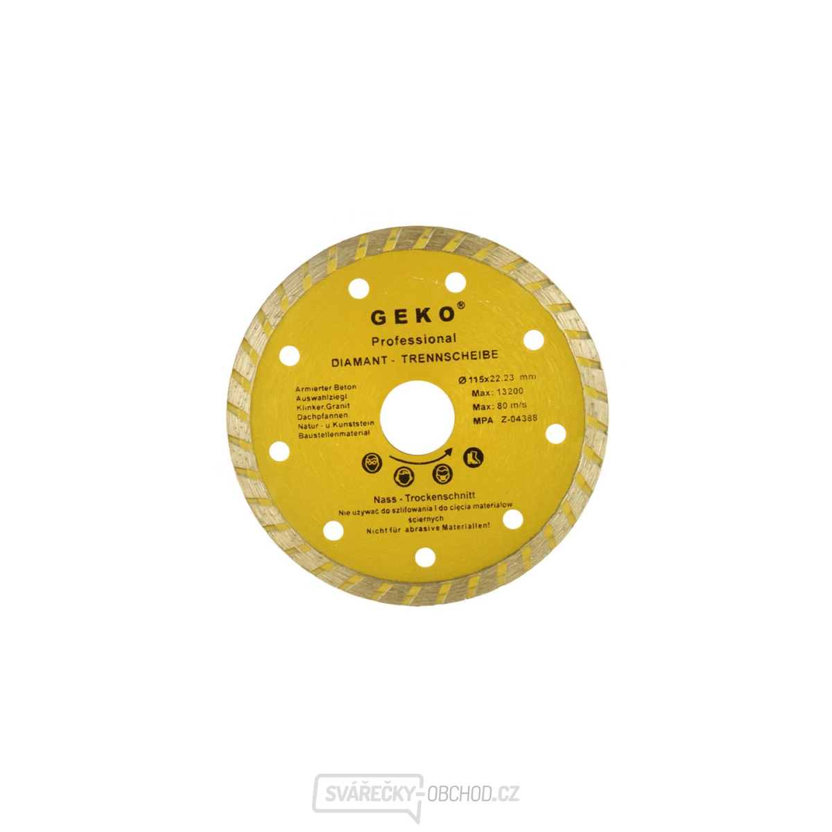 Kotouč diamantový řezný GEKO, TURBO, 115x8x22mm