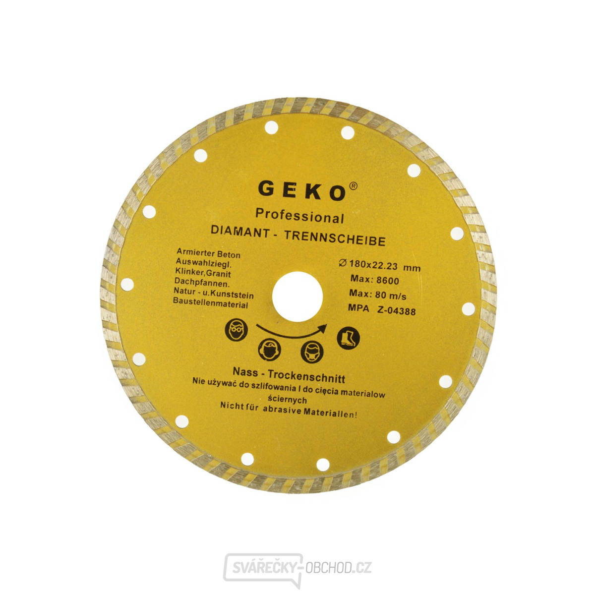 Kotouč diamantový řezný GEKO, TURBO, 180x8x22mm 
