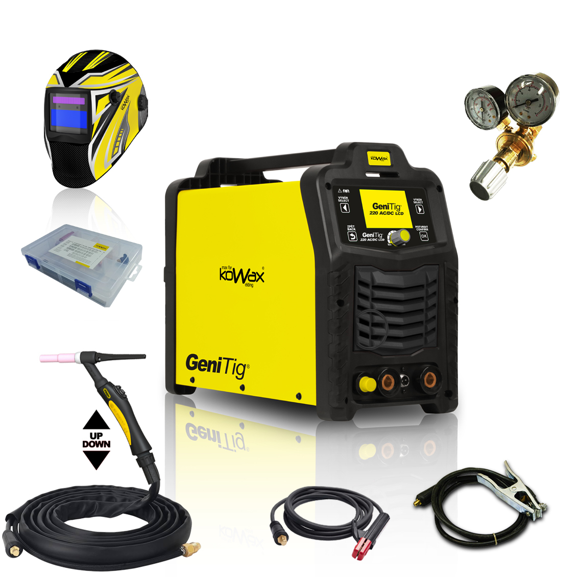 KOWAX GeniTig 220AC/DC LCD + Hořák + Kabely + Kukla KWXSTGT220ACDC_S02