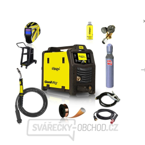 Svářecí invertor KOWAX GeniMig®240DP LCD SET 4a + Hořák + Kukla + Ventil + Podvozek + Co2 Láhev + Sprej + 5kg drát + Kab