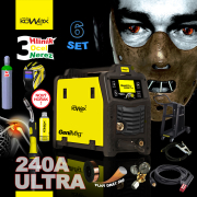 KOWAX GeniMig®240DP LCD + Hořák + Kukla + Ventil + Podvozek + plná Argon Láhev + Sprej + 5kg drát + Kabely Náhled