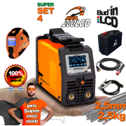 PANTERMAX MMA200LCD invertorová svářečka MMA/TIG + Kabely 2m + Kukla + Plastový Kufr + Elektrody 2.5kg PANTERMAX MMA200LCD invertorová svářečka MMA/TIG + Kabely 2m + Kukla + Plastový Kufr + Elektrody 2.5kg gallery main image