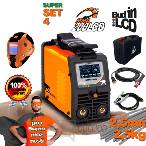 PANTERMAX MMA200LCD invertorová svářečka MMA/TIG + Kabely 2m + Kukla + Plastový Kufr + Elektrody 2.5kg PANTERMAX MMA200LCD invertorová svářečka MMA/TIG + Kabely 2m + Kukla + Plastový Kufr + Elektrody 2.5kg gallery main image