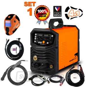 MULTIFUNKČNÍ invertorová svářečka MIG/TIG/MMA/PLAZMA SET1 PANTERMAX PanterWeld®4v1 200 + Kukla + Hořáky + Kabely + Elektroda + Red. Ventil