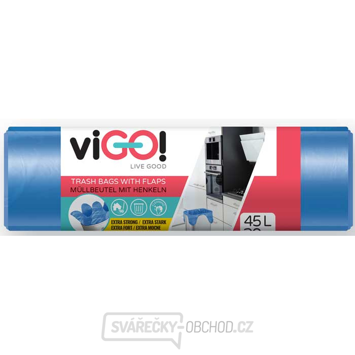 Pytle do odpadkových košů s uchy viGO! HD 45l/20 ks - modré