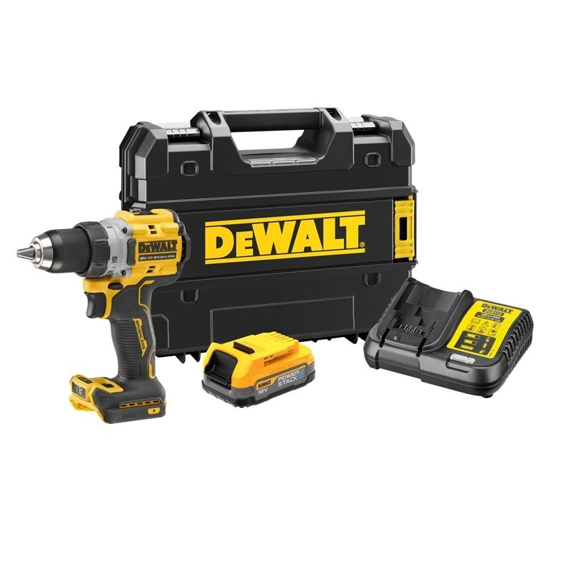 Levně Bezuhlíková aku vrtačka DeWALT DCD800E2T (2x aku PowerStack) 90 Nm DCD800E2T