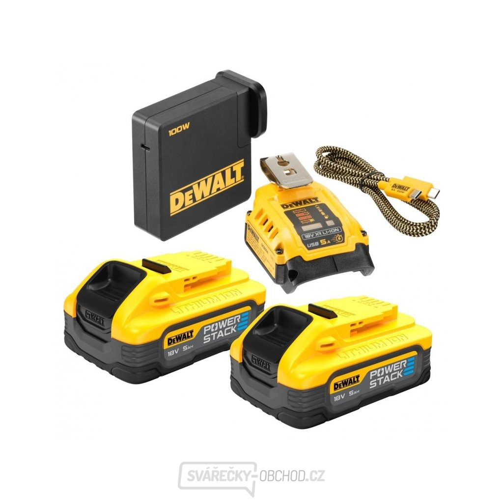 USB nabíjecí adaptér s  2 bateriemi DeWALT DCB094H2 XR POWERSTACK 18V