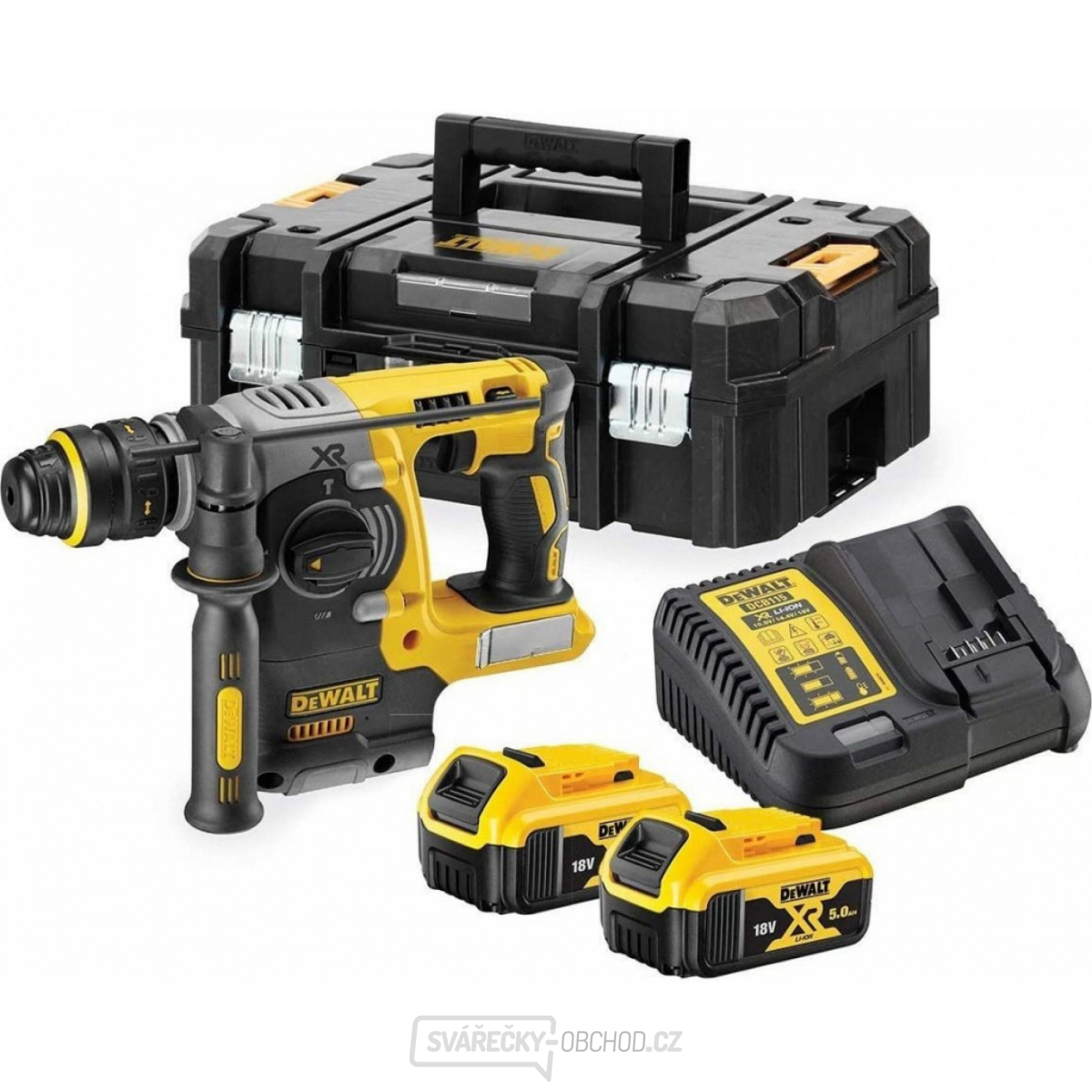 Aku bezuhlíkové kombinované kladivo SDS-Plus 26mm, 2x5,0 Ah DeWALT DCH273P2T + přepravní kufr Aku bezuhlíkové kombinované kladivo SDS-Plus 26mm, 2x5,0 Ah DeWALT DCH273P2T + přepravní kufr gallery main image