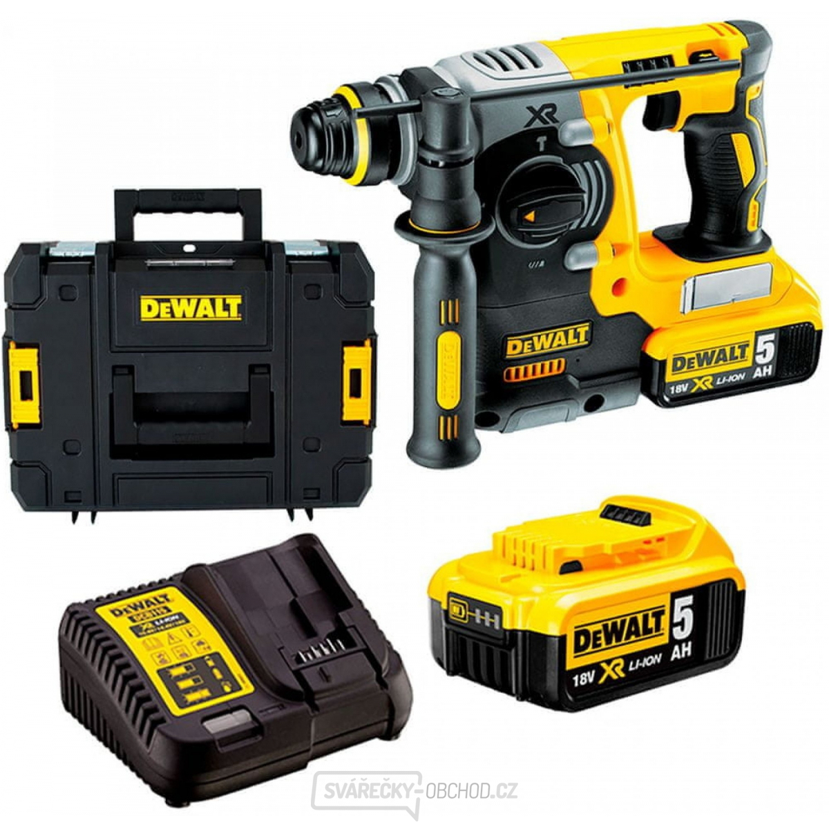 Aku bezuhlíkové kombi kladivo DeWalt DCH274P2 SDS-Plx 5,0Ah XR Li-Ion + rychloupínací sklíčidlo + kufrus 18V, 2