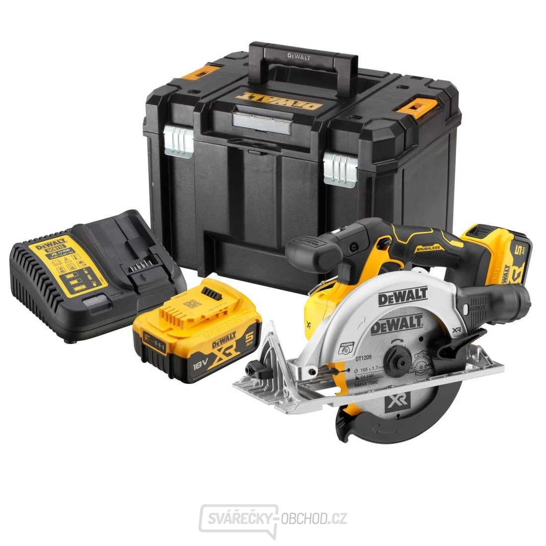 Aku bezuhlíková kotoučová pila DeWALT DCS565P2 18V