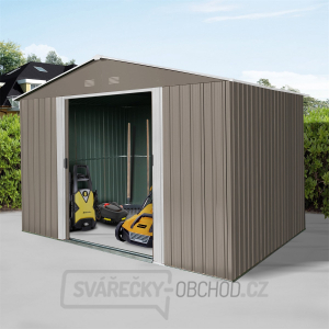 Riwall PRO RMSA 8x10 Brown zahradní domek kovový 3 x 2,4 m se sedlovou střechou hnědý