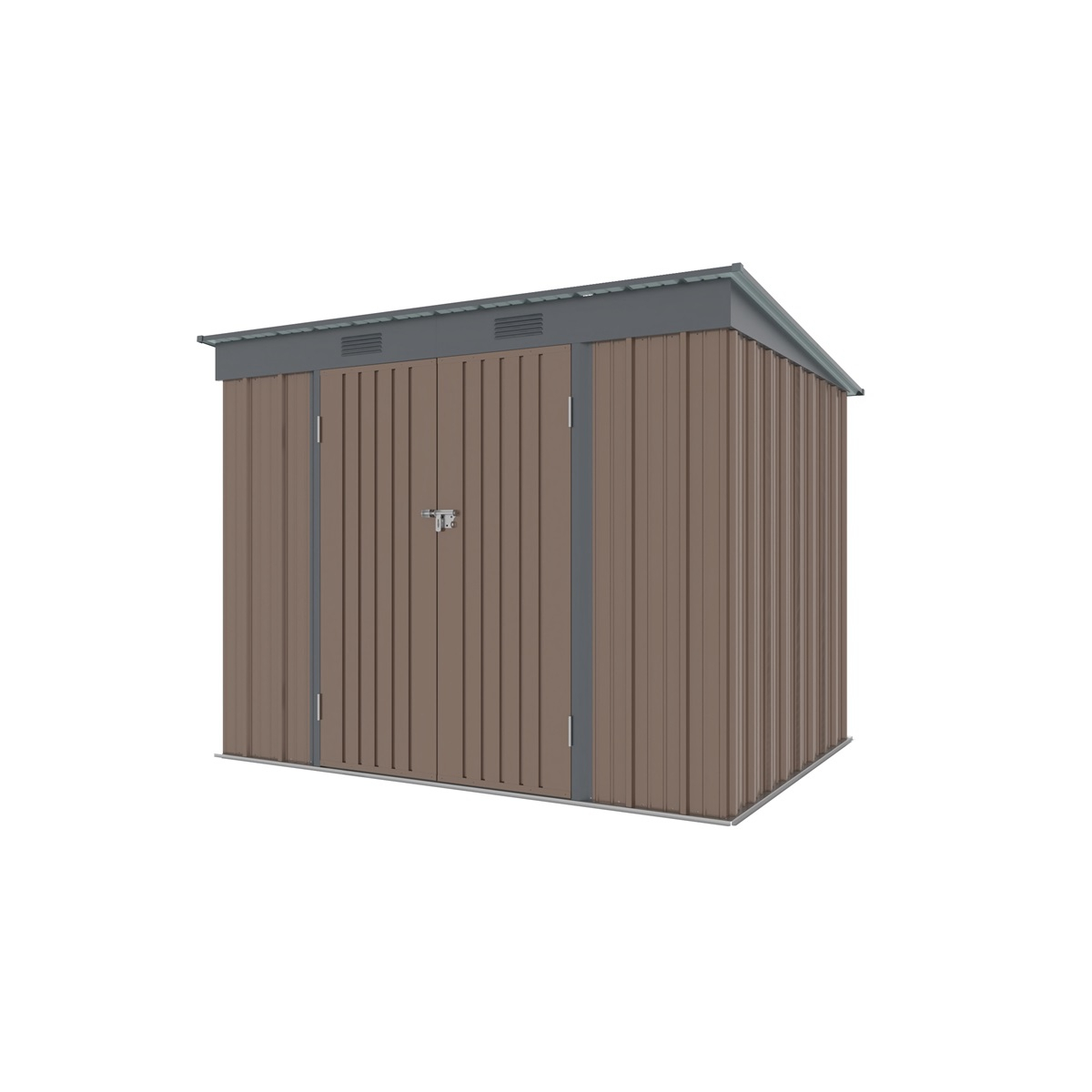 Riwall PRO RMSP 6x8 Brown zahradní domek kovový 2,4 x 1,8 m s pultovou střechou hnědý Náhled