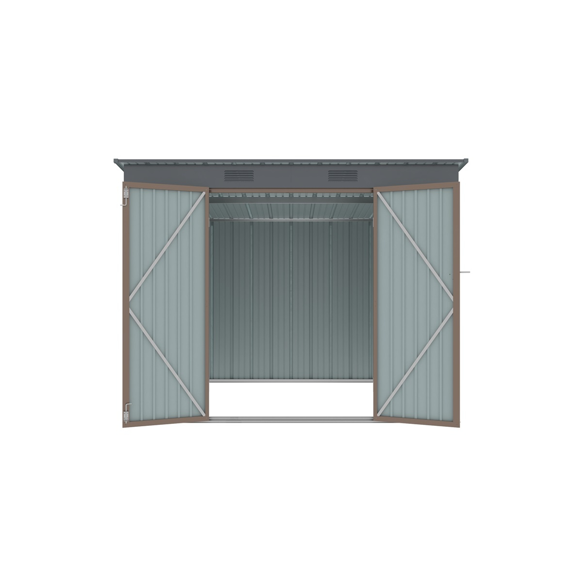 Riwall PRO RMSP 6x8 Brown zahradní domek kovový 2,4 x 1,8 m s pultovou střechou hnědý Náhled