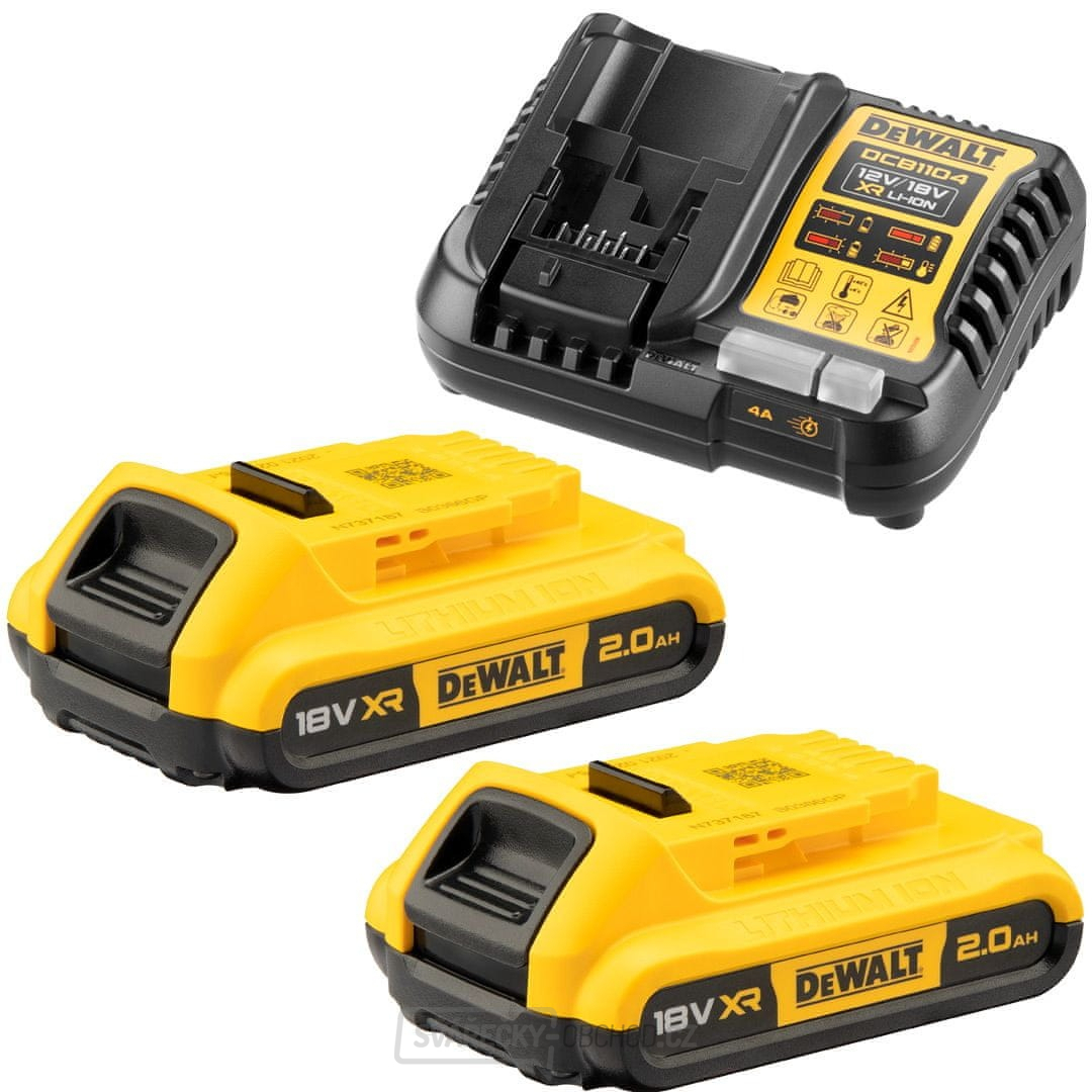 Sada nabíječky a akumulátorů DeWALT DCB1104D2, 2x 2,0 Ah