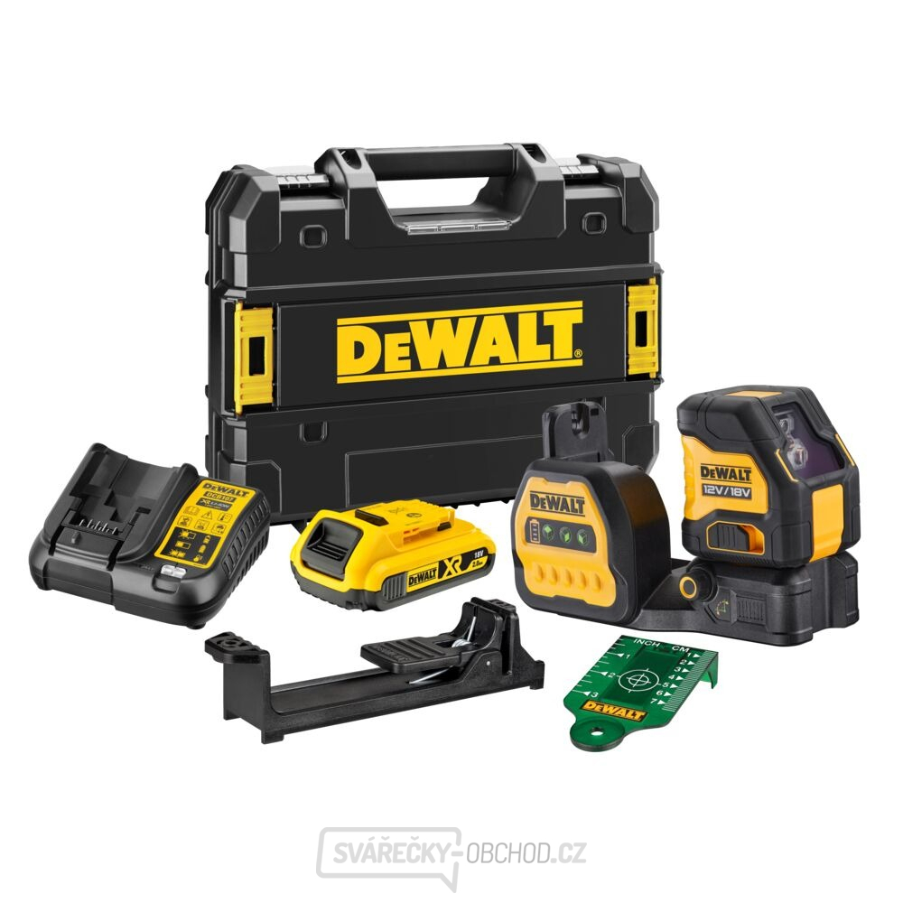 Aku zelený křížový laser s olovnicí 12/18 V DeWALT DCE088D1G18