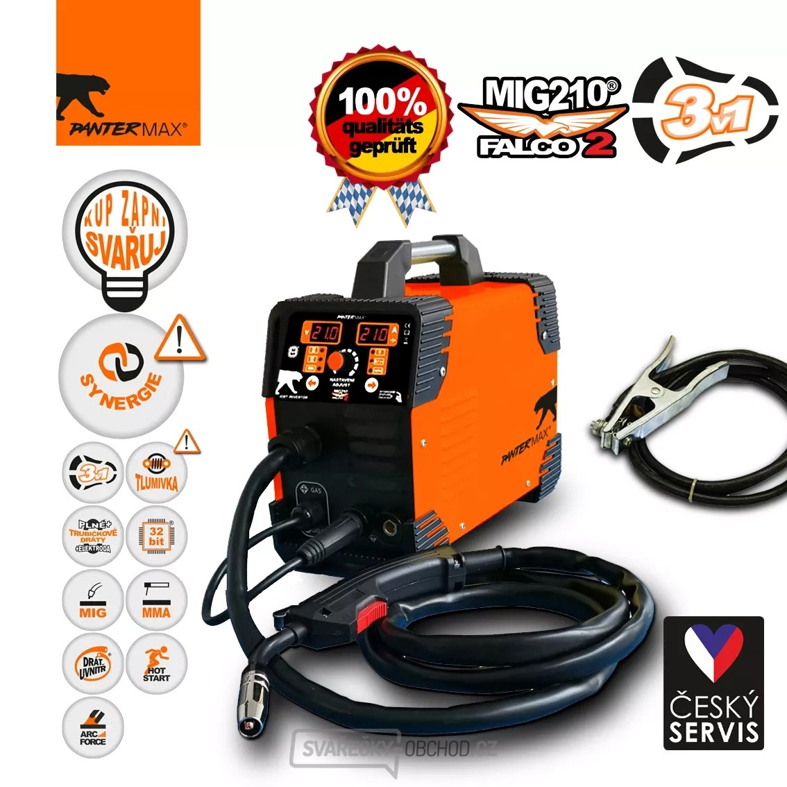 Invertorová svářečka MIG/MMA SET 4 PANTERMAX MIG210FALCO 2!