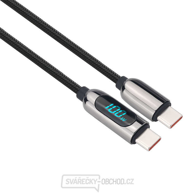 Solight USB-C kabel s displejem, USB-C konektor - USB-C konektor, 100W, 2m