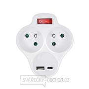 Solight rozbočka s USB A+C nabíječkou, 2 x 10A, bílá, vypínač Náhled