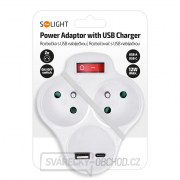 Solight rozbočka s USB A+C nabíječkou, 2 x 10A, bílá, vypínač Náhled