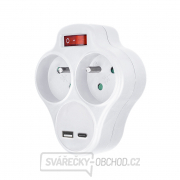 Solight rozbočka s USB A+C nabíječkou, 2 x 10A, bílá, vypínač gallery main image