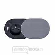 Solight vestavná zásuvka s posuvným víčkem, USB A+C nabíječka, 2m, stříbrná Náhled