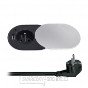 Solight vestavná zásuvka s posuvným víčkem, USB A+C nabíječka, 2m, stříbrná gallery main image