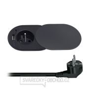 Solight vestavná zásuvka s posuvným víčkem, USB A+C nabíječka, 2m, matná černá gallery main image