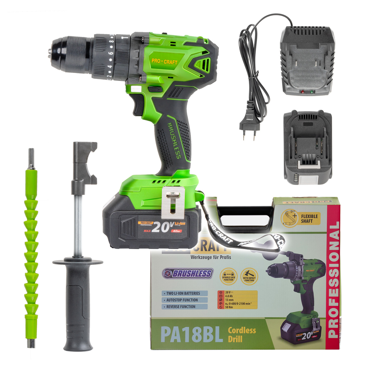 Aku vrtací šroubovák s příklepem Procraft PA18BL 1 baterie | PA18BL 1B PA18BL 1B