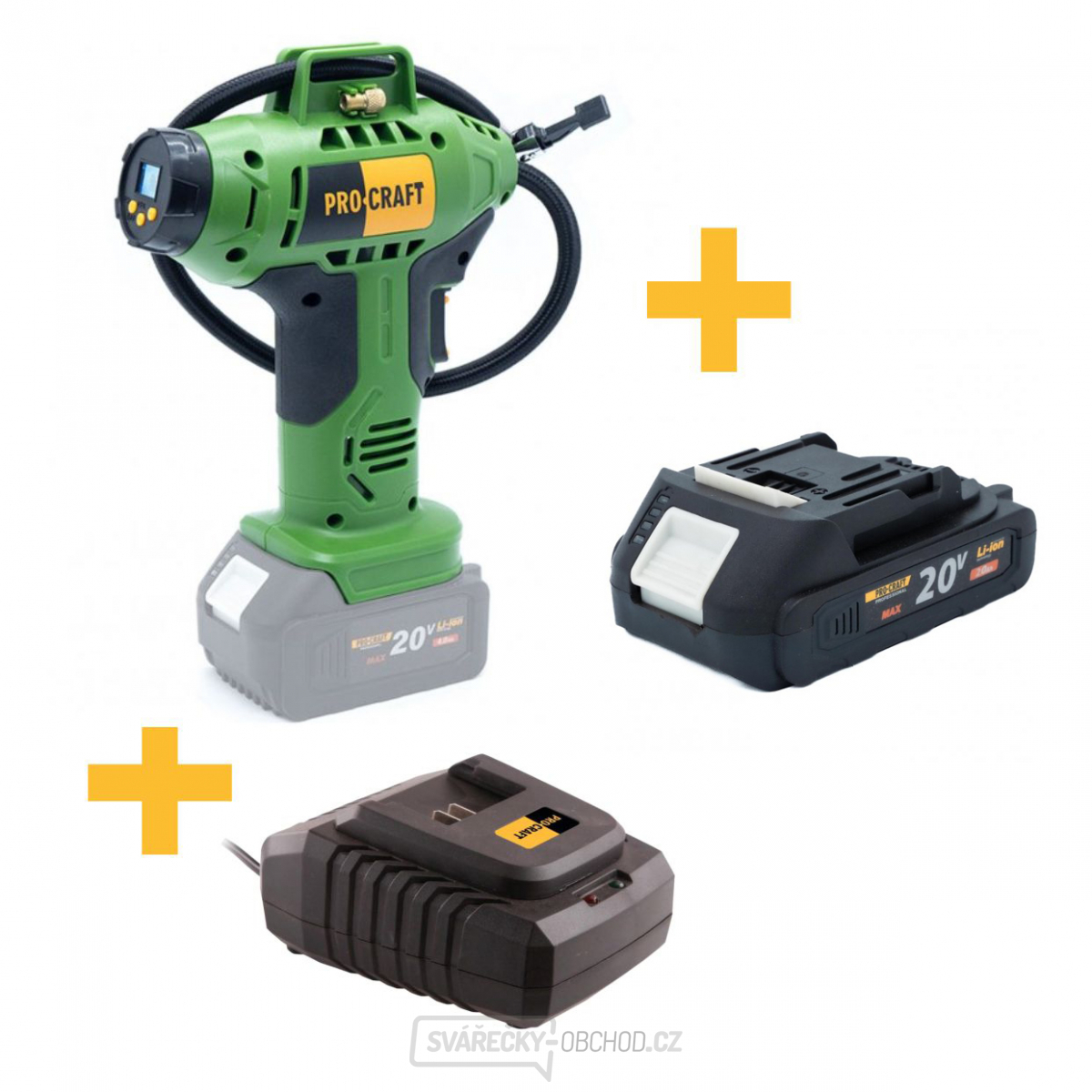 Akční sada Aku kompresor Procraft LK20 s 2A baterie a nabíječkou. | SET15