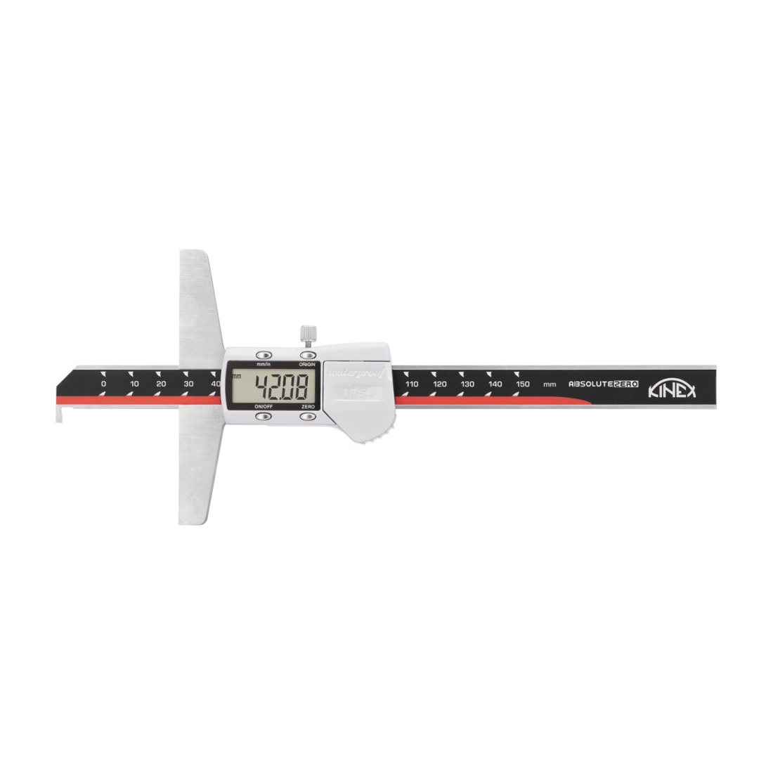 Hloubkoměr digitální s nosem KINEX 300 mm/0,01, DIN 862 2051-05-300