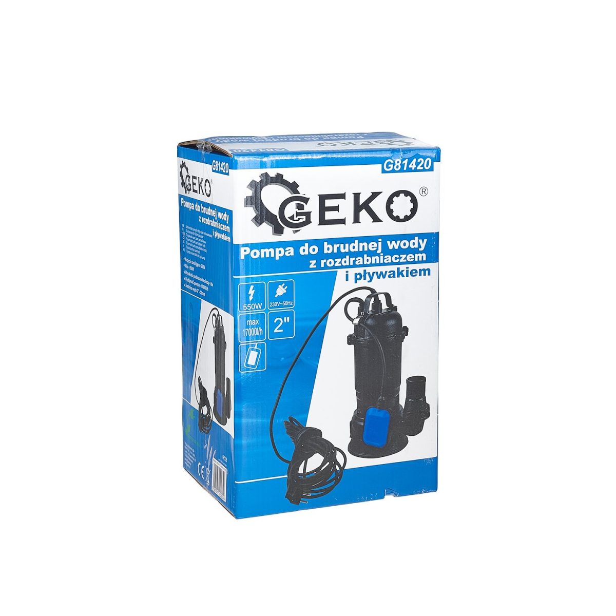  Kalové čerpadlo s drtičem a plovákem, 230V, 550W, Geko G81420 Náhled