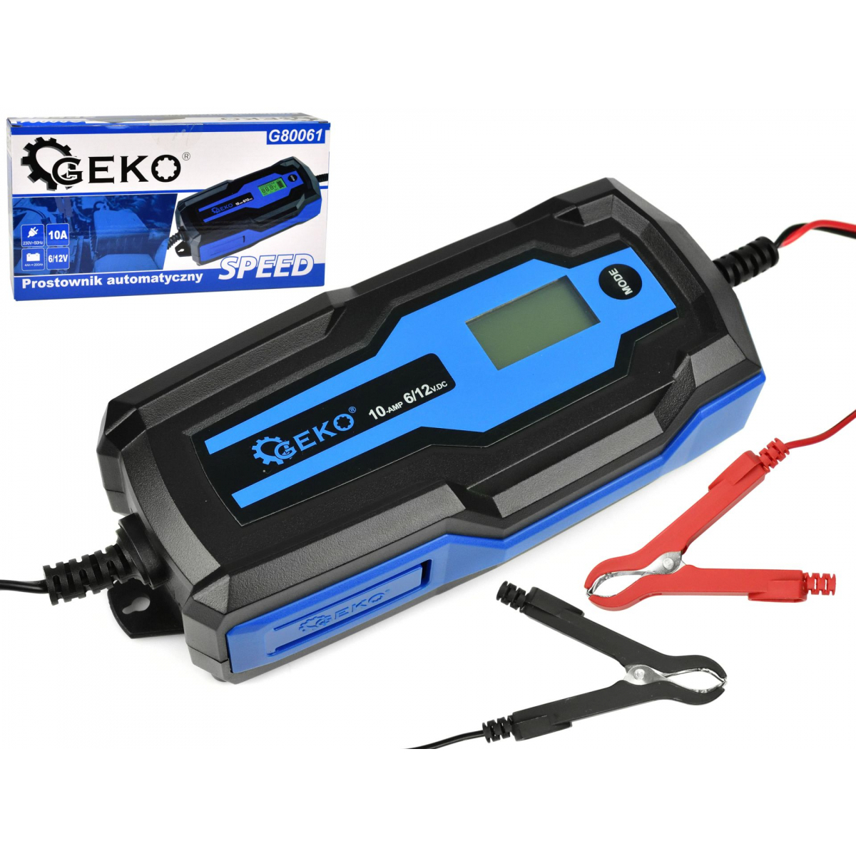 Geko G80061 automatičká nabíječka baterií Speed 6/12V 10A 4Ah-200Ah