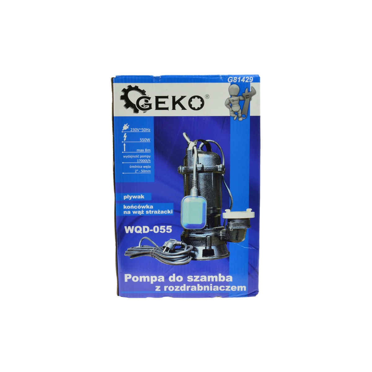  Kalové čerpadlo s drtičem a plovákem, 230V, 550W, GEKO G81429 Náhled