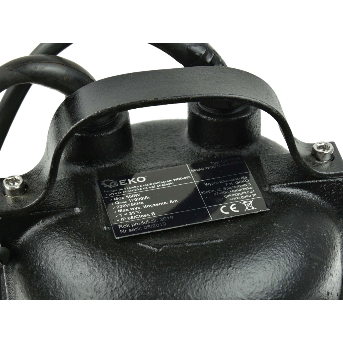  Kalové čerpadlo s drtičem a plovákem, 230V, 550W, GEKO G81429 Náhled