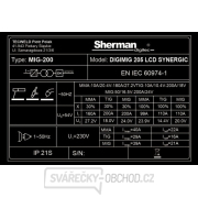Sherman DIGIMIG  205 LCD SYNERGIC + Hořák 3m+ Kabely 2m + Kukla + Ventil + Hadice + Lahev CO2 PLNÁ Náhled