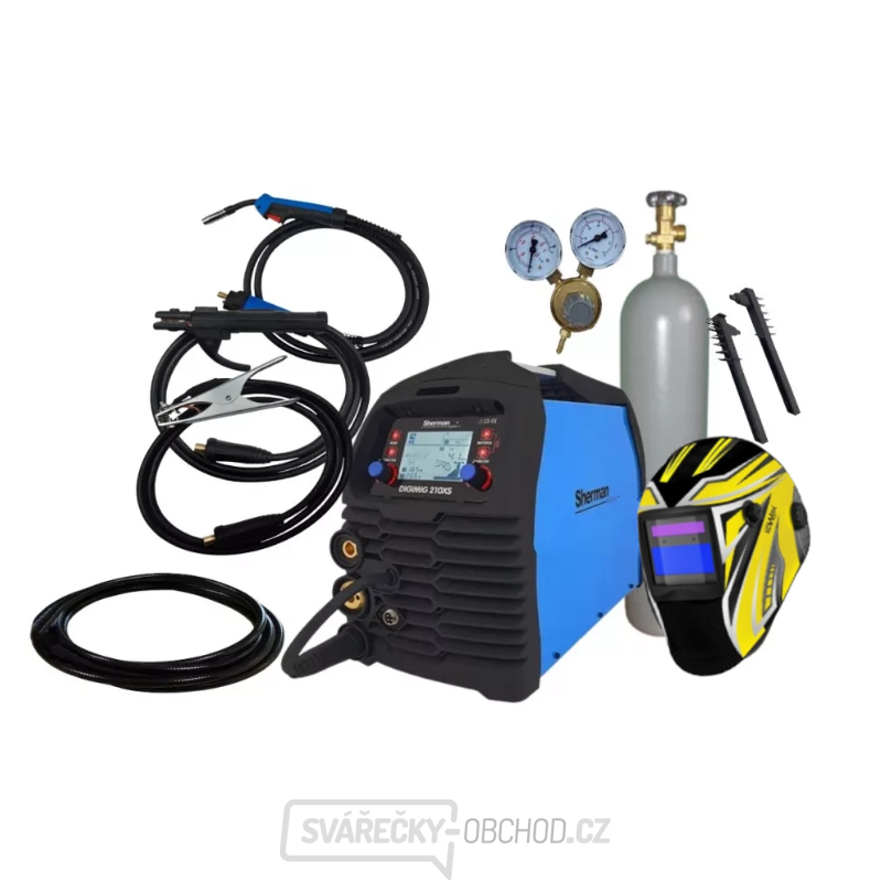 Sherman DIGIMIG 210XS + Hořák 3m + Kabely 2m + Kukla + Ventil + Hadice + plná Lahev CO2