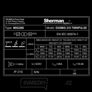 Sherman DIGIMIG 210 TWINPULSE + Hořák 3m+ Kabely 2m + Kukla + Ventil + Hadice + Lahev CO2 PLNÁ Náhled