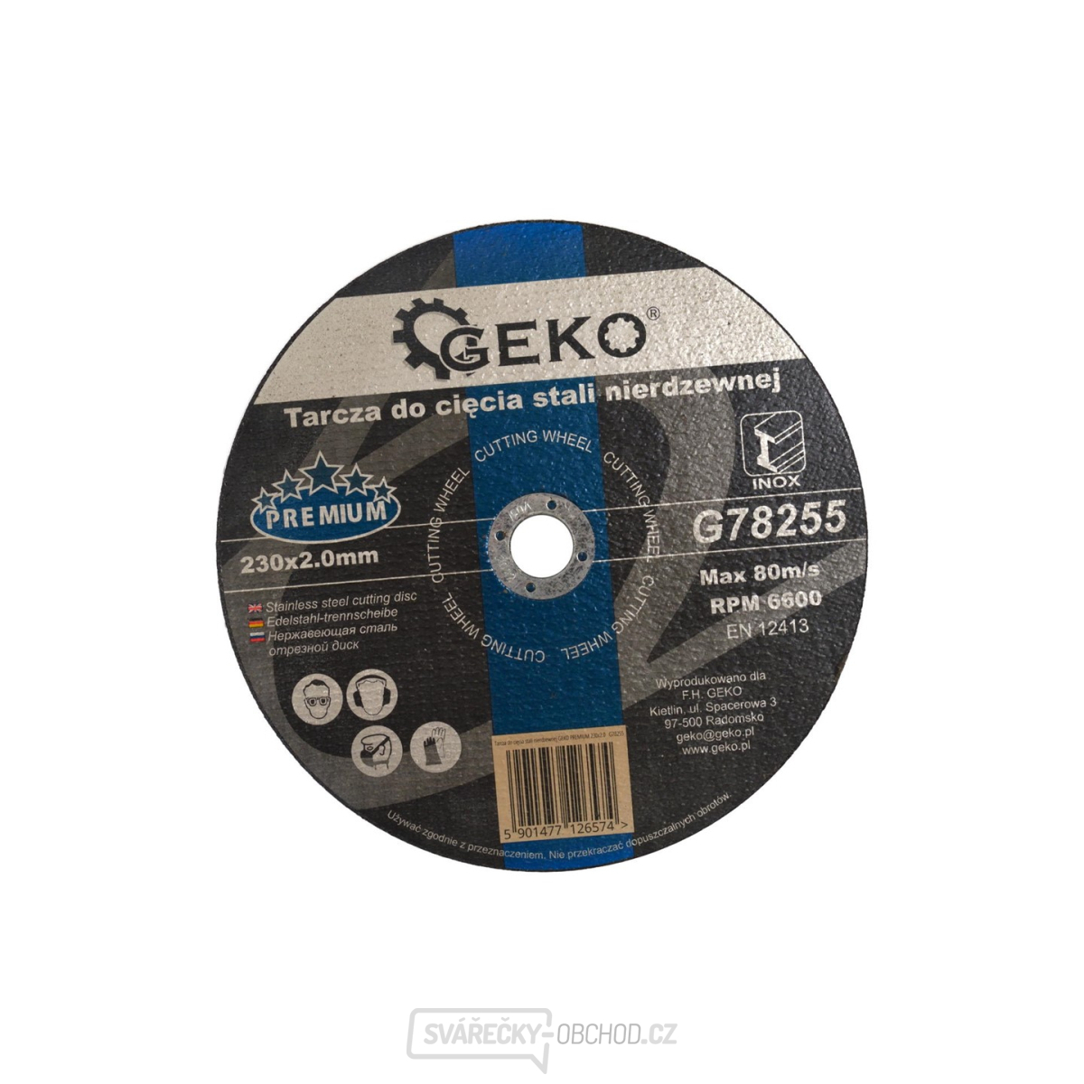 Řezný kotouč na ocel a nerez, rozměr 230x2x22,2mm Geko G78255  Řezný kotouč na ocel a nerez, rozměr 230x2x22,2mm Geko G78255 gallery main image