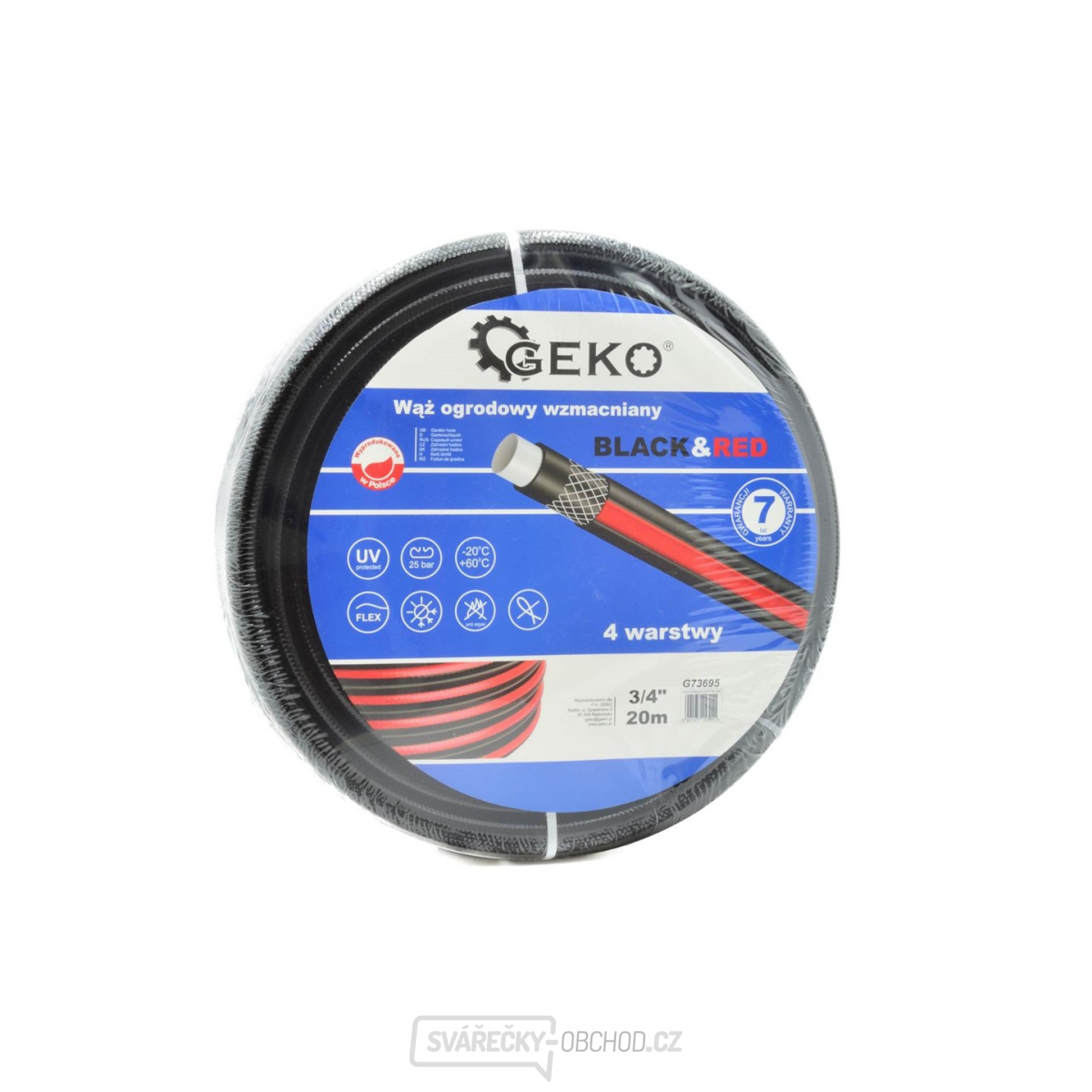 Zahradní hadice čtyřvrstvá, zesílená, 30 metrů, průměr 3/4 Geko G73696