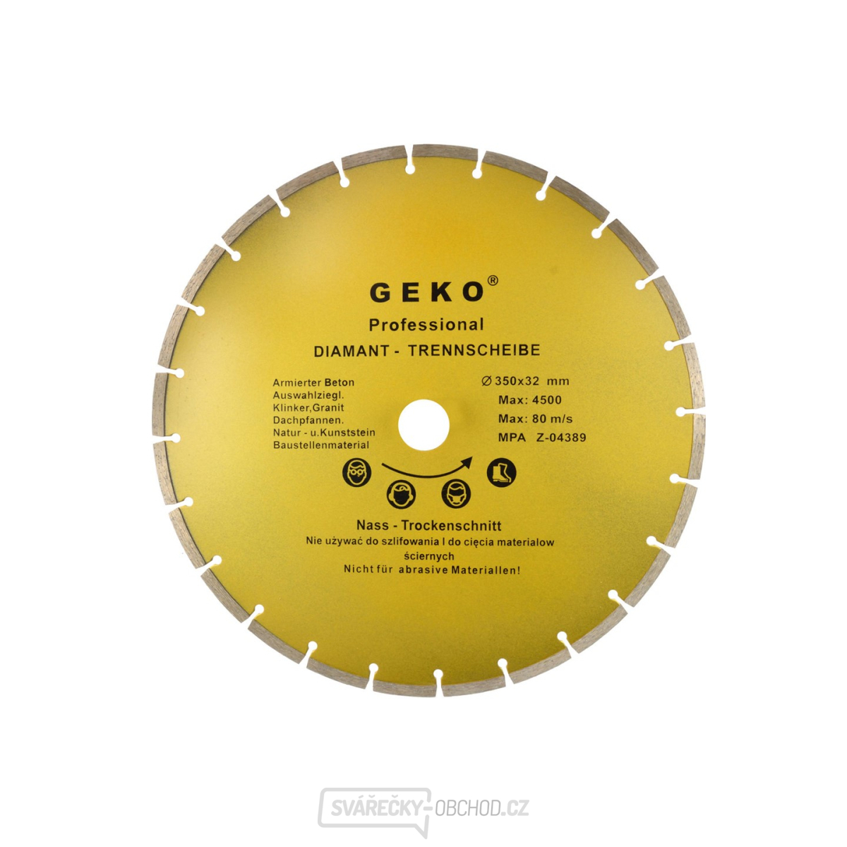 Kotouč řezný diamantový segmentový 350x8x32mm, Geko G00255